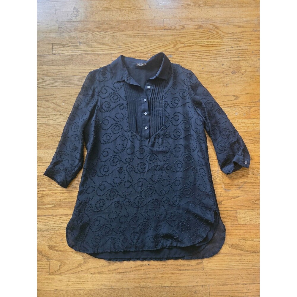 J. McLaughlin Womens Silk Blend Clip Dot Lined Popover Tunic Blouse Size Medium